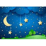 Fototapete Kindertapete - ALLE KINDERMOTIVE auf einen Blick Vlies PREMIUM PLUS - 350x245 cm - DREAMING NIGHT - Sternenhimmel Leuchtsterne Nachthimmel Mond - no. 120