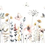 Rosa Blumenmuster Rasch Bambino Vlies-Fototapeten mit Insekten-Motiv 