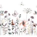 Petrolfarbene Blumenmuster Rasch Bambino Vlies-Fototapeten mit Insekten-Motiv 