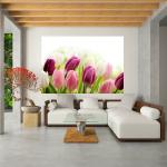 Lila Blumenmuster Tulpen-Fototapeten mit Tulpenmotiv aus Papier 