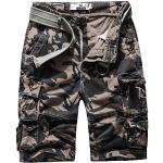 Khakifarbene Camouflage Casual Cargo-Shorts mit Gürtel aus Twill für Damen Größe L für den für den Sommer 