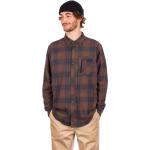 Reduzierte Braune Streetwear FOX Shirts mit Tasche mit Reißverschluss aus Flanell für Herren Größe M für den für den Frühling 