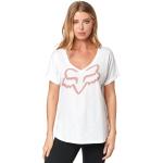 Weiße FOX V-Ausschnitt T-Shirts für Damen Größe S für den für den Sommer 