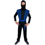 Blaue Foxxeo Ninja-Kostüme für Kinder Größe 146 