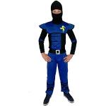 Blaue Foxxeo Ninja-Kostüme mit Schulterpolstern für Kinder Größe 122 
