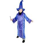 Blaue Foxxeo Zauberer-Kostüme aus Polyester für Kinder Größe 146 