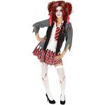 Rote Foxxeo Zombieschulmädchen-Kostüme & Schulmädchen-Halloweenkostüme für Kinder Größe 158 