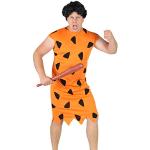 Foxxeo orange schwarzes Steinzeit Herren Kostüm für Fasching und Karneval Paarkostüm Partnerkostüm Erwachsene Größe XXL