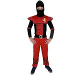 Rote Foxxeo Ninja-Kostüme mit Schulterpolstern für Kinder 