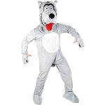 Graue Foxxeo Wolf-Kostüme aus Polyester für Herren Größe M 