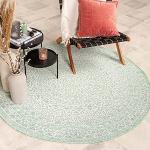 Mintgrüne Runde Outdoor-Teppiche & Balkonteppiche 120 cm aus Wolle 