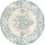 Cremefarbene Motiv Ethno Runde Runde Teppiche 200 cm aus Polypropylen 
