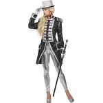 Silberne Buttinette Stehkragen Piratenkostüme mit Fransen aus Brokat für Damen Größe L 