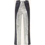 Reduzierte Silberne Frame Straight Leg Jeans Metallic aus Baumwolle für Damen Größe S 