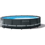 Dunkelgraue Intex Ultra-Frame Runde Stahlwandpools & Frame Pools pulverbeschichtet mit Sandfilter 