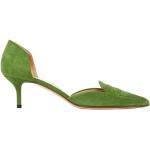 Reduzierte Grüne Francesco Russo Damenpumps aus Veloursleder Größe 35 mit Absatzhöhe 5cm bis 7cm 