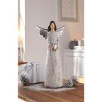 Silberne Shabby Chic 35 cm Engelfiguren aus Holz zu Weihnachten 