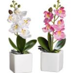 Rosa Moderne Künstliche Orchideen im Topf 2-teilig 