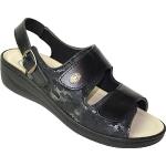 Schwarze Franken Schuhe Damensandalen in Spezialweite aus Leder mit herausnehmbarem Fußbett Größe 39 