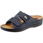 Marineblaue Franken Schuhe Damenclogs & Damenpantoletten mit Klettverschluss aus Textil Größe 42 mit Absatzhöhe 3cm bis 5cm 