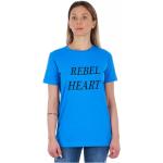 Frankie Morello, Hellblaues Baumwoll-T-Shirt mit Druck Blue, Damen, Größe: S