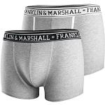 Franklin & Marshall Herren Boxer-I101291 Boxershorts, Light Grey Melange/White/Anthracite, M , 2er Pack