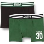 Franklin & Marshall Herren Boxer-I101294 Boxershorts, Dark Green/Black/White, L , 2er Pack