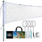 Franklin Sports Unisex-Erwachsene Combo Professional Volleyball Badminton-Kombi-Set, Weiß