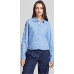 Hellblaue Unifarbene Fransa Übergangsjacken aus Baumwollmischung für Damen Größe S 