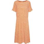Orange Bestickte Casual Halblangärmelige Fransa Rundhals-Ausschnitt Herbstkleider aus Jersey mit Kapuze für Damen Größe L 