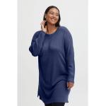 Blaue Oversize Langärmelige Fransa Rundhals-Ausschnitt Strickkleider mit Kapuze für Damen Größe XXL 