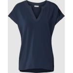 Marineblaue Fransa V-Ausschnitt T-Shirts aus Lyocell für Damen Größe L 
