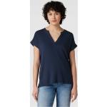 Marineblaue Fransa V-Ausschnitt T-Shirts aus Lyocell für Damen Größe M 