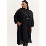 Schwarze Bestickte Casual Halblangärmelige Fransa Midi Midikleider & knielange Kleider mit Knopf aus Viskose für Damen 