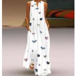 Boho Ärmellose Maxi V-Ausschnitt Sommerkleider aus Polyester für Damen Größe XXL für Partys für den für den Sommer 