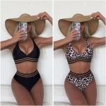 Animal-Print Sexy High Waist Bikinis mit Leopard-Motiv aus Polyester Handwäsche für Damen Übergrößen für den für den Sommer 
