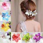 Violette Blumenmuster Haarspangen Hochzeit aus Stoff für Damen zur Hochzeit 