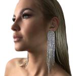 Nickelfreie Graue Boho Ohrhänger Glänzende aus Kristall mit Strass für Damen für Partys 