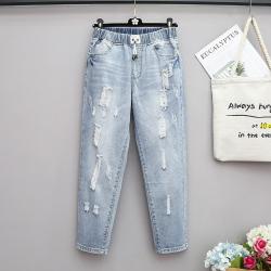 Frauen Boyfriend Loose Jeans Denim Casual Vintage Damen Haremshose mit elastischer Taille
