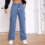 Reduzierte Y2K SheIn Baggy Jeans & Loose Fit Jeans mit Reißverschluss aus Denim für Herren Größe XS 
