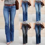 Blaue Unifarbene Casual Slim Fit Jeans aus Denim Handwäsche für Damen Größe 3 XL 