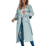 Reduzierte Blaue Unifarbene Oversize Winddichte Maxi Trenchcoats lang mit Gürtel Handwäsche für Damen Größe M für den für den Herbst 