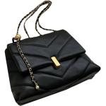 Schwarze Messenger Bags & Kuriertaschen mit Reißverschluss aus Kunstleder für Damen klein 