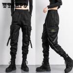 Schwarze Streetwear Freizeithosen für Damen Größe 5 XL 