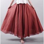 Rosa Casual Maxi Leinenröcke aus Leinen Handwäsche für Damen Größe L Große Größen für den für den Sommer 