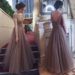 Rosa Elegante Kurzärmelige Maxi Schulterfreie Spitzenkleider aus Mesh für Damen Übergrößen für die Braut 