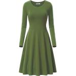 Armeegrüne Elegante Langärmelige Midikleider aus Polyester für Damen Größe 4 XL für Partys für den für den Herbst 