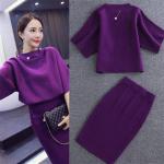 Violette Businesskleidung mit Perlen Handwäsche für Damen Größe XL 2-teilig für den für den Herbst 
