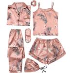 Rosa Pyjamas lang mit Weihnachts-Motiv aus Flanell für Damen Größe XL Große Größen 2-teilig für den für den Sommer 