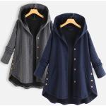 Schwarze Oversize Winddichte Kapuzenmäntel aus Wolle mit Kapuze für Damen Größe 8 XL Große Größen für den für den Herbst 
